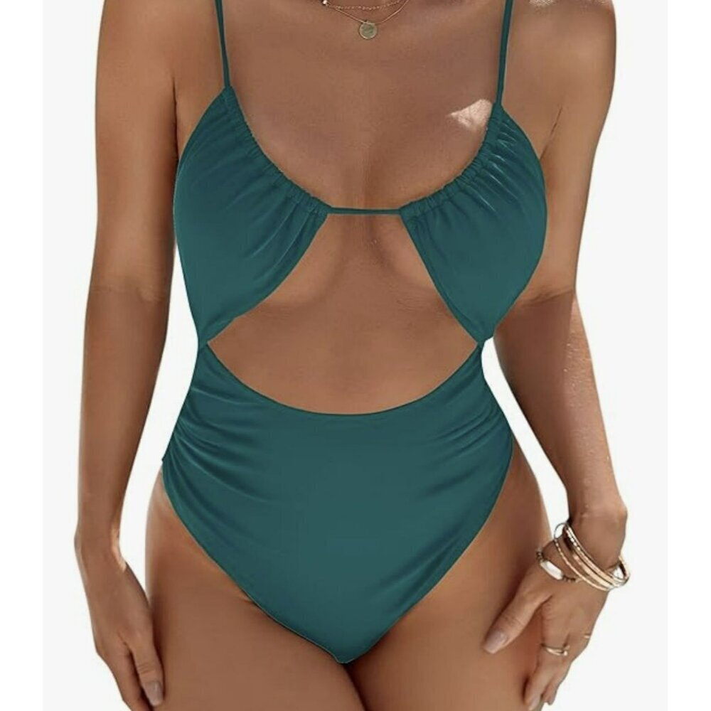Blooming Jelly Large Green Monokini Bathing Suit NWT